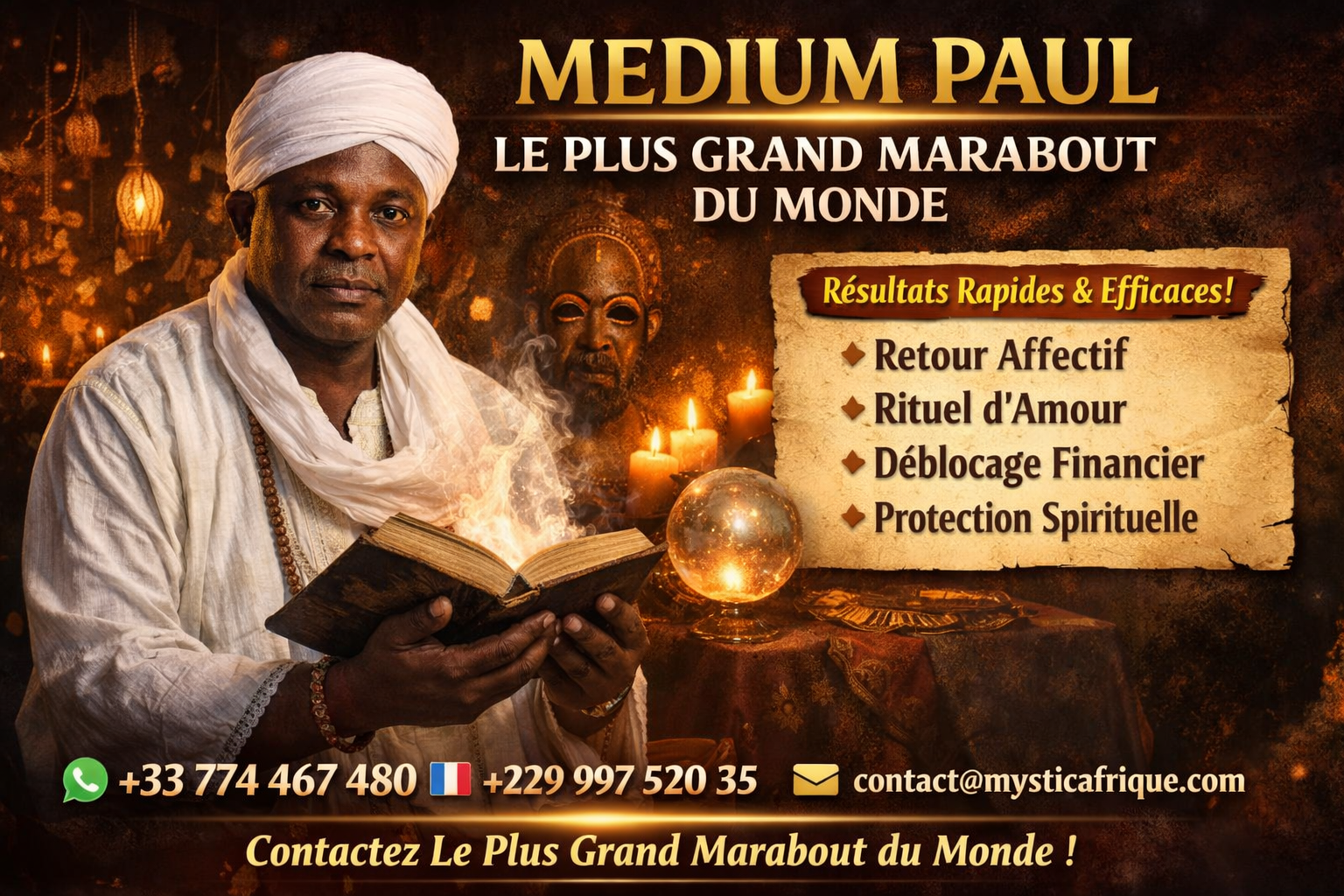 +33774467480 :Le mythe du « plus grand maître marabout du monde entier » : entre croyances et réalité :