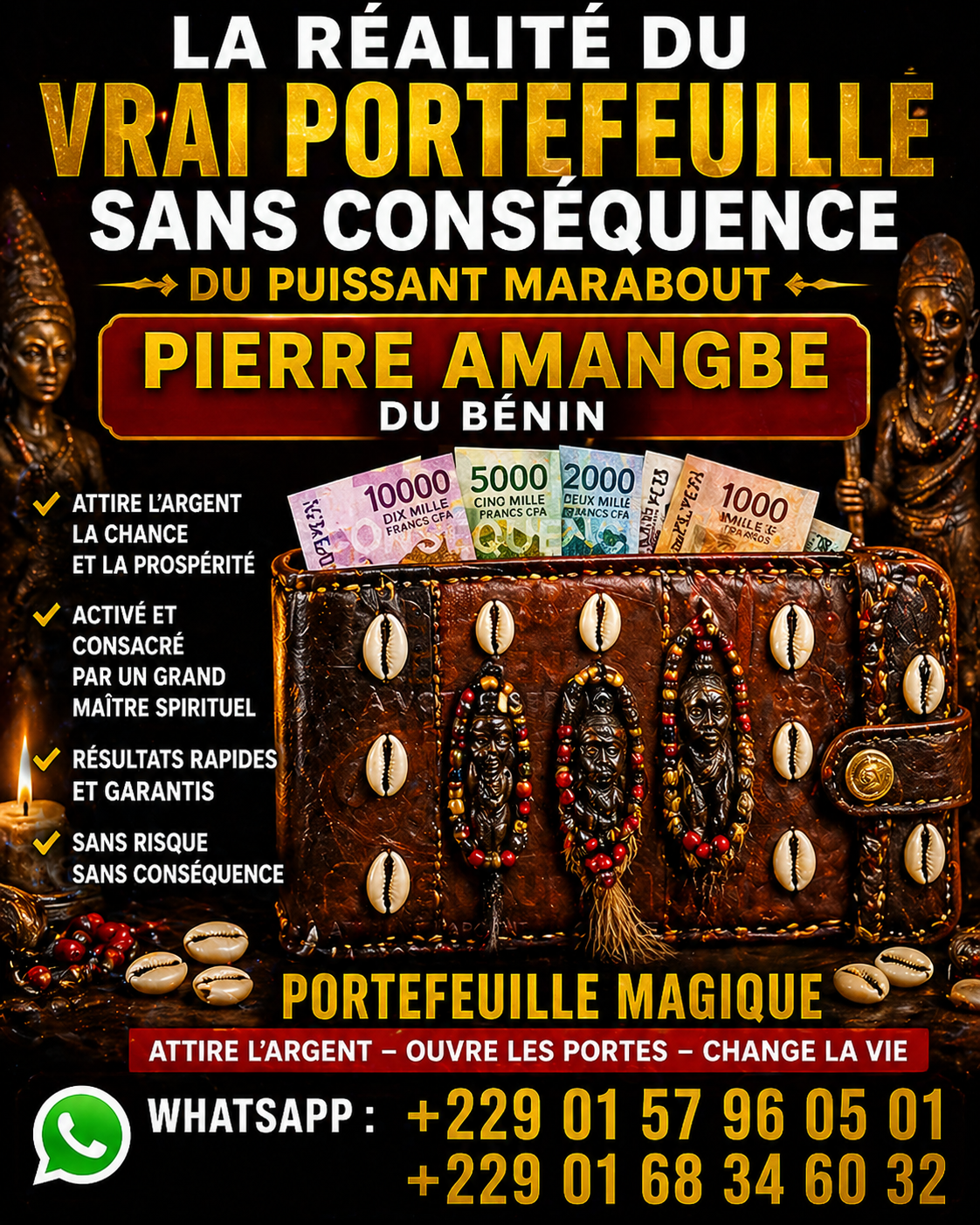 LA RÉALITÉ DU VRAI PORTEFEUILLE MAGIQUE SANS CONSÉQUENCE TEL:+229 01 57 96 05 01
