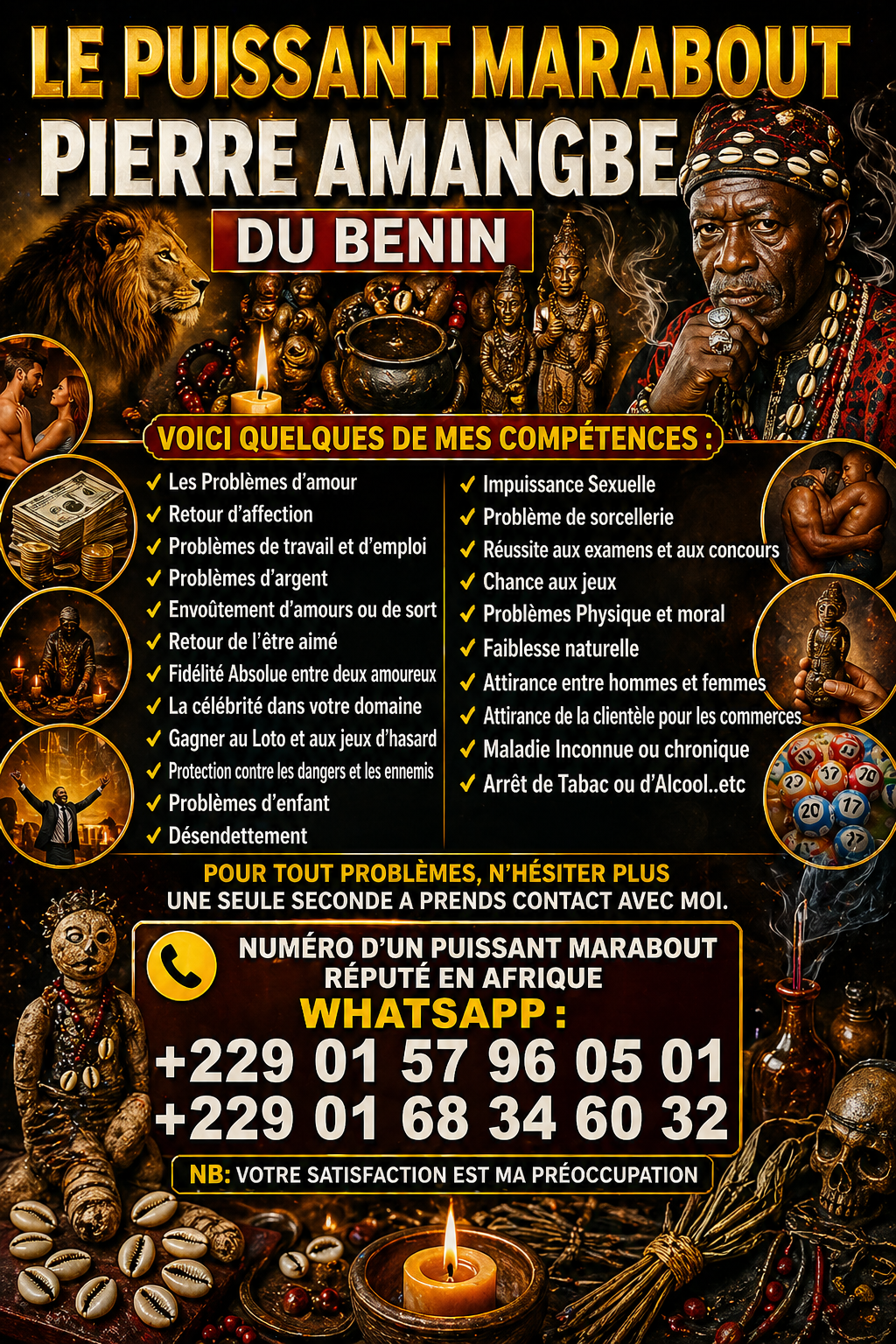 LE PUISSANT MARABOUT PIERRE AMANGBE DU BENIN TEL :+229 01 5796 05 01