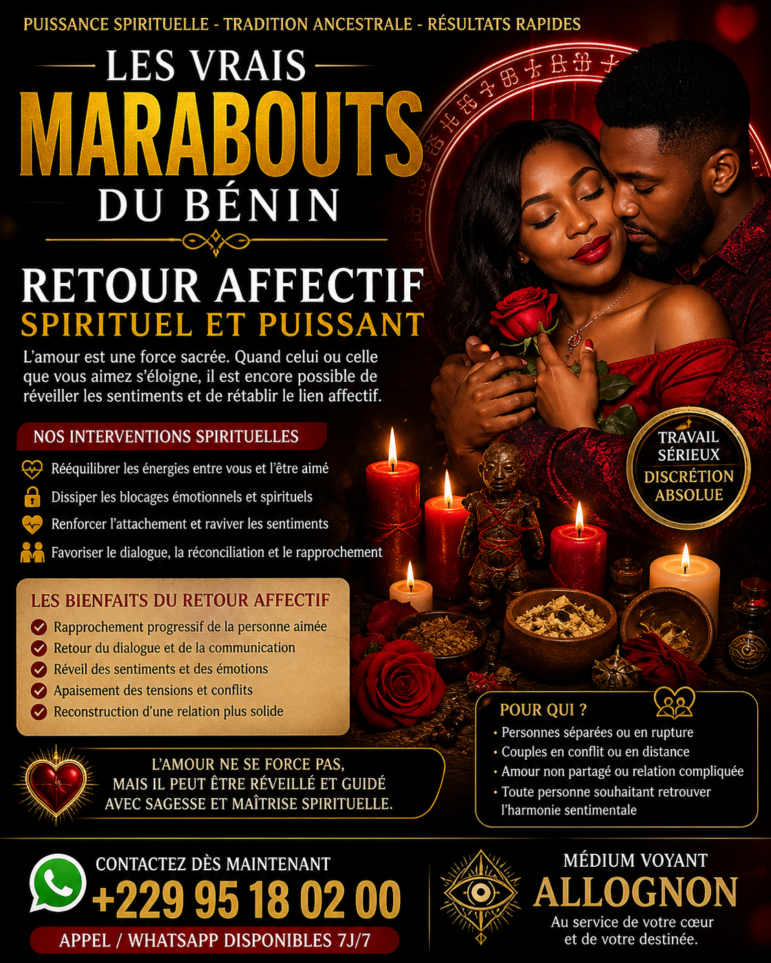 🔶 LES VRAIS MARABOUTS DU BÉNIN – RETOUR AFFECTIF SPIRITUEL ET PUISSANT 🔶