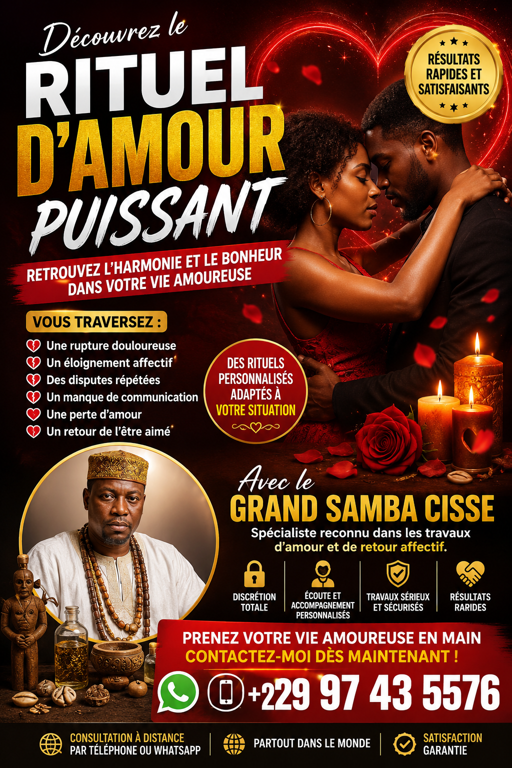 Retour affectif sérieux, retour d’affection immédiat +229 97435576