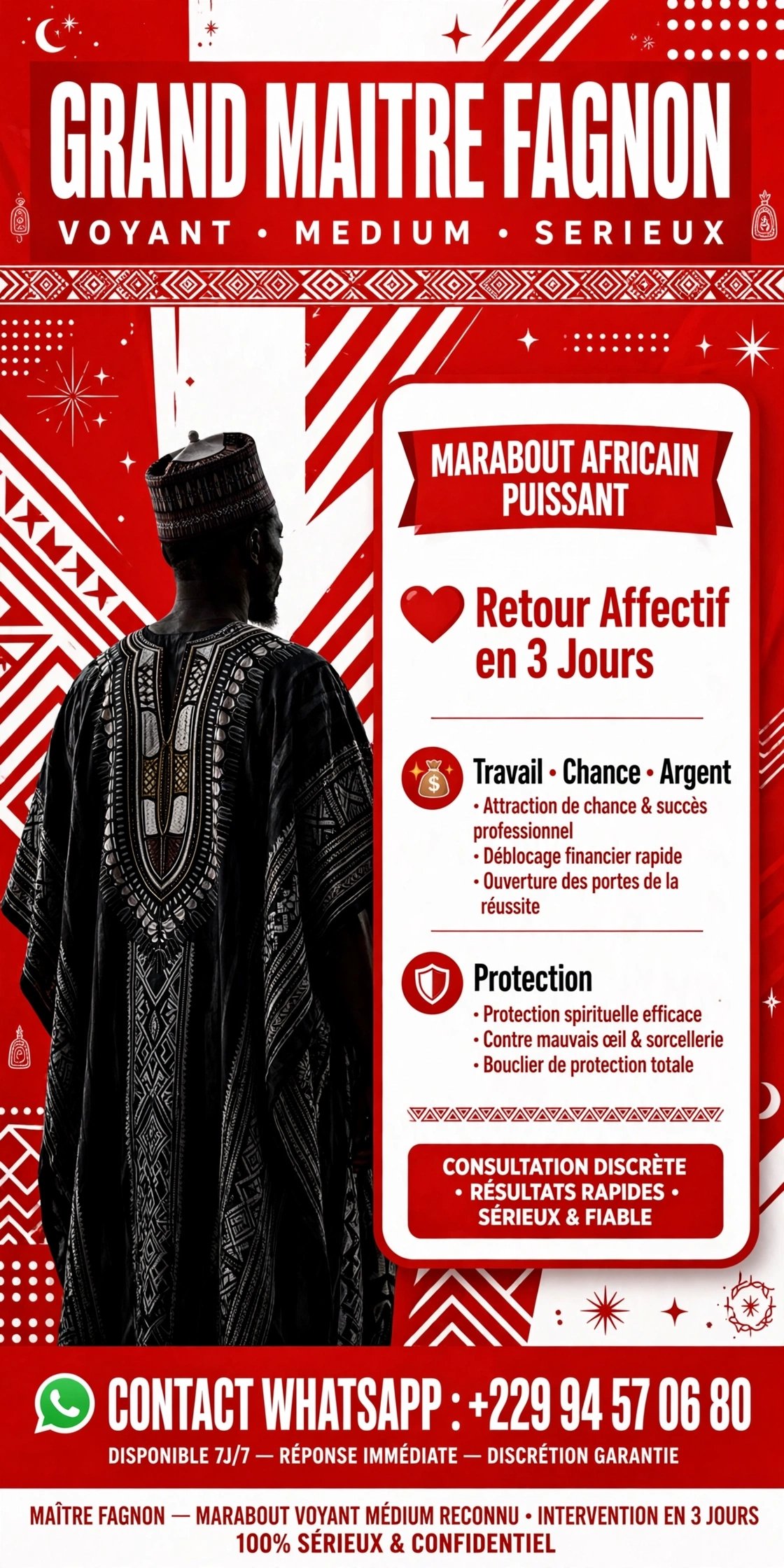 +229 94 57 06 80 le plus grand et puissant marabout du monde et d’Afrique